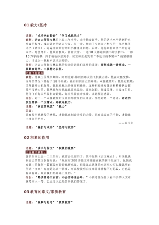 初中语文20个经典作文话题素材集锦