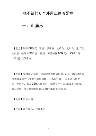 很不错的6个外用止痛液配方