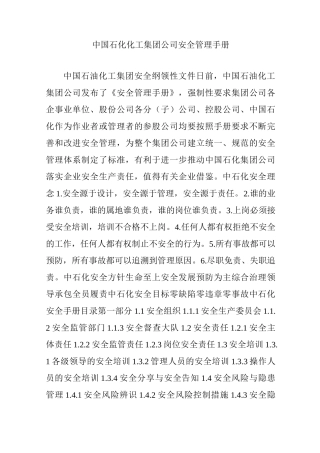 中国石化化工集团公司安全管理手册