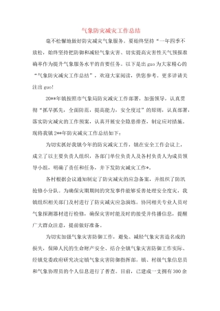 气象防灾减灾工作总结