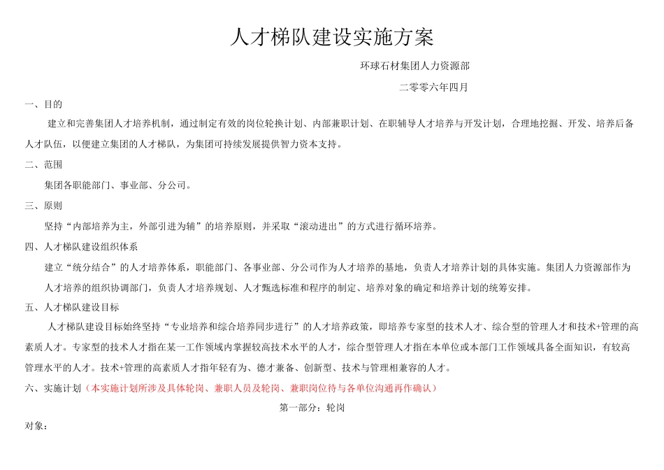 人才梯队建设实施方案(修改稿)_第1页