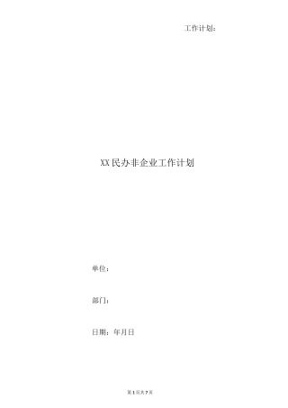 xx民办非企业工作计划