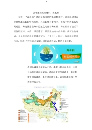 高考地理热点材料：海水稻