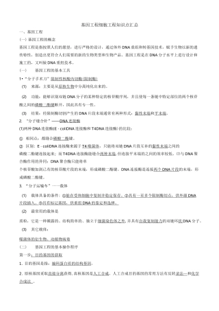 基因工程细胞工程知识点汇总