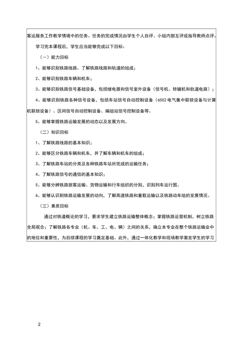 铁道概论课程标准_第2页