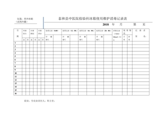 中医院检验科冰箱使用维护消毒记录表