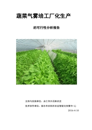 蔬菜工厂化生产可行性报告