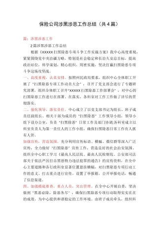保险公司涉黑涉恶工作总结(共4篇)