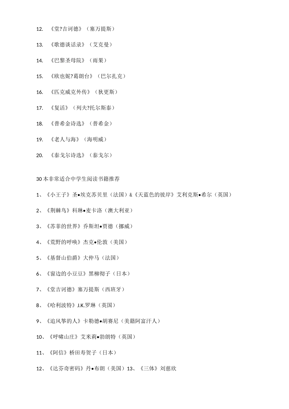 初高中推荐阅读书籍_第2页