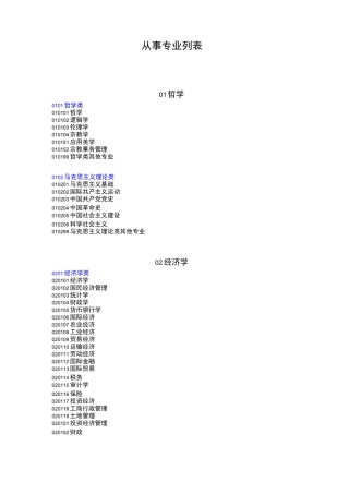 从事专业列表