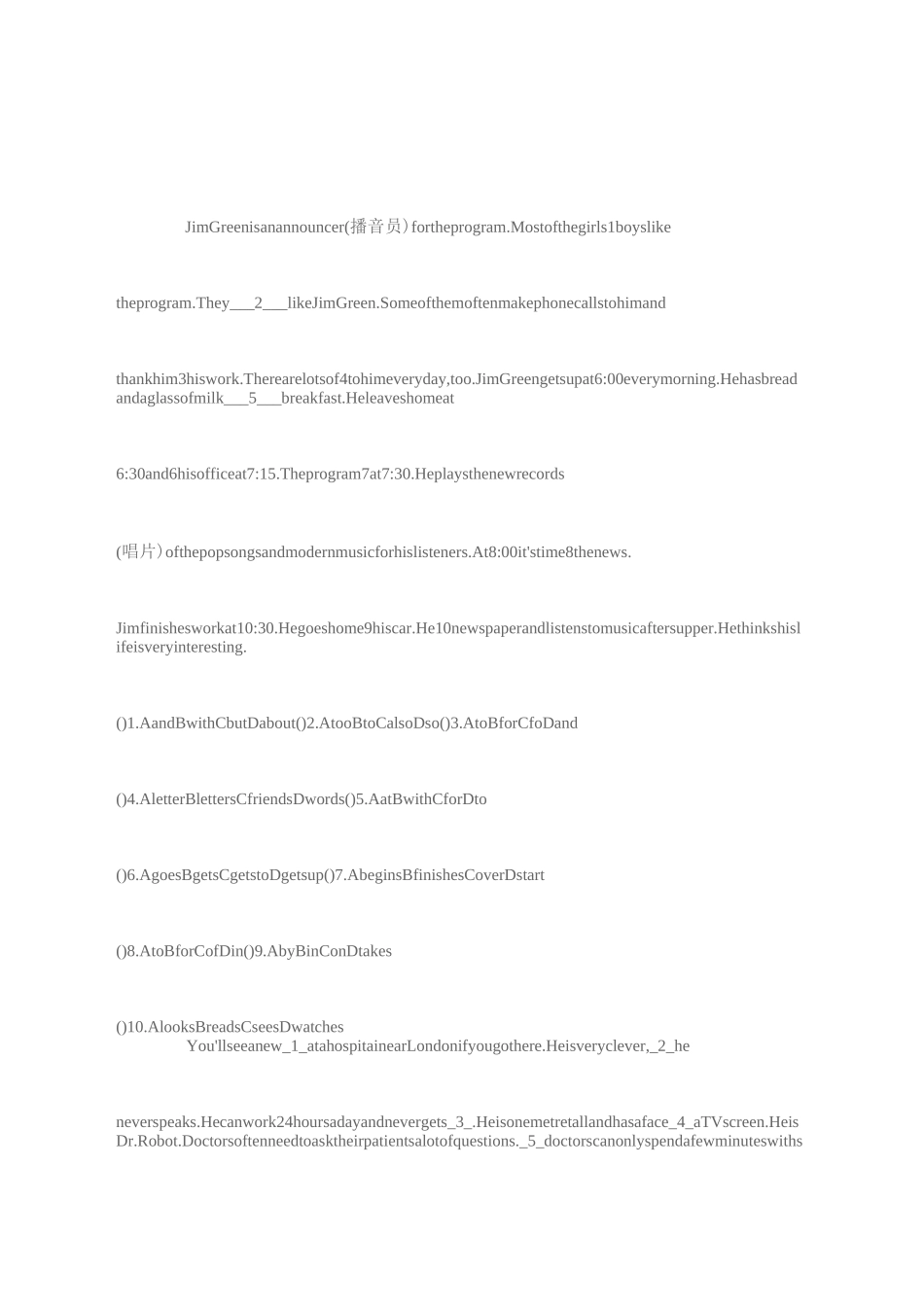 初一英语完型填空翻译题_第1页
