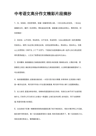中考语文高分作文精彩片段摘抄
