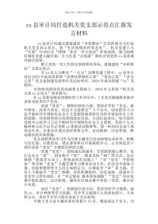 xx县审计局打造机关党支部示范点汇报发言材料