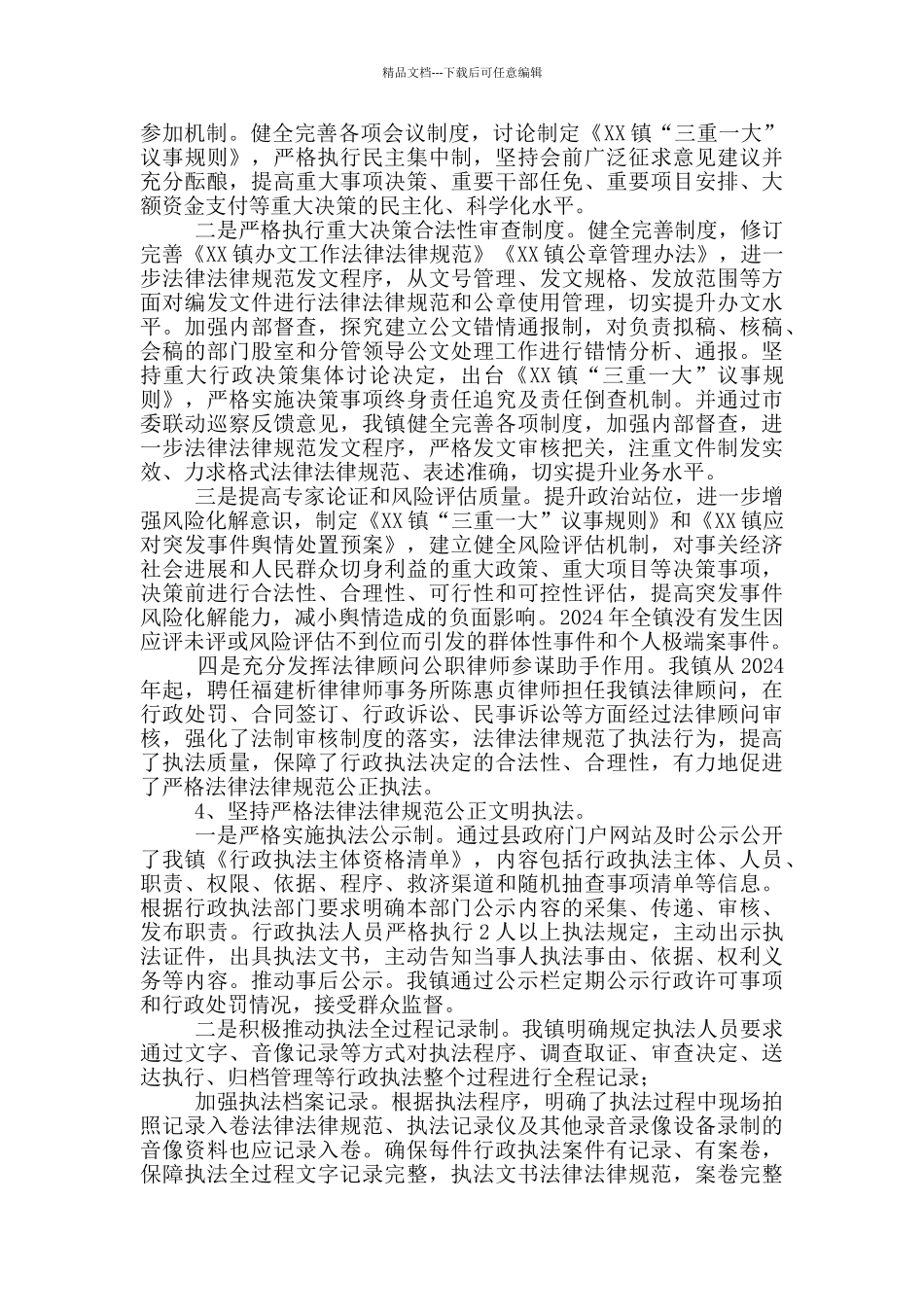 XX镇2024年法治政府建设情况报告_第3页