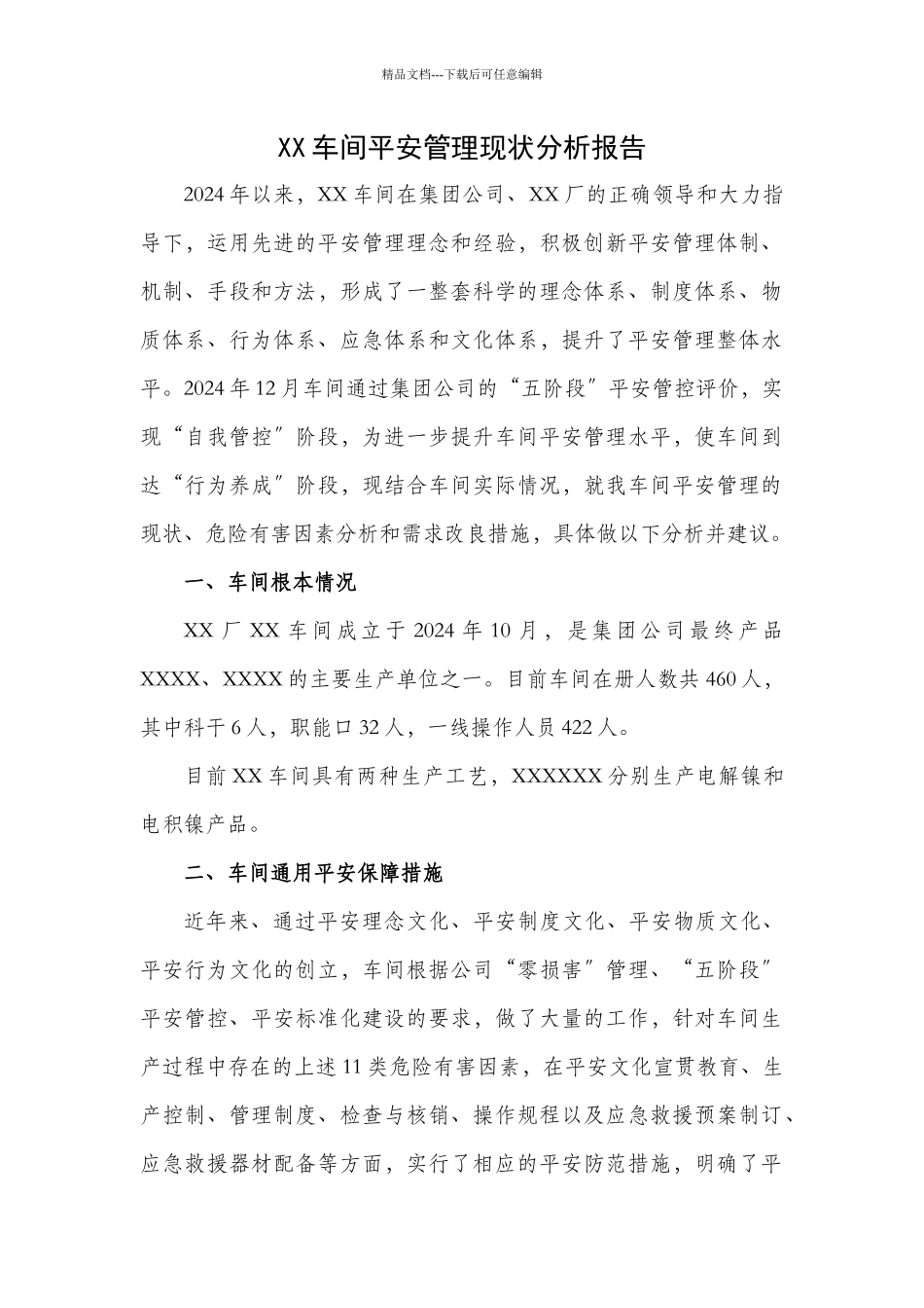 XX车间安全管理现状分析报告_第2页