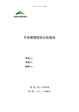 XX车间安全管理现状分析报告