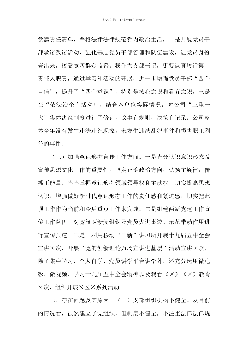 X商贸有限责任公司党支部书记2024年度抓基层党建工作述职报告_第2页