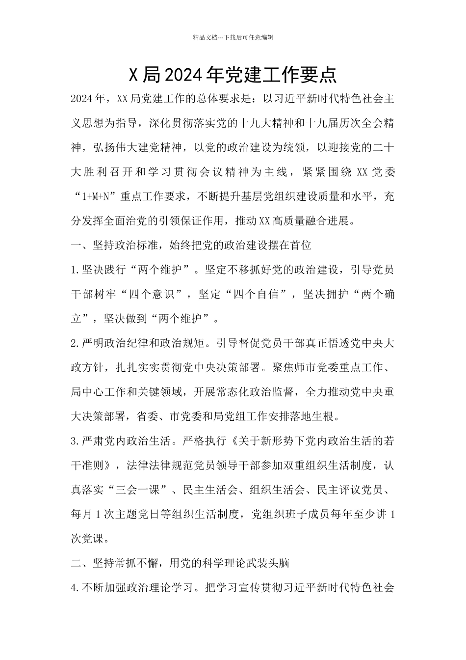 X局2024年党建工作要点_第1页