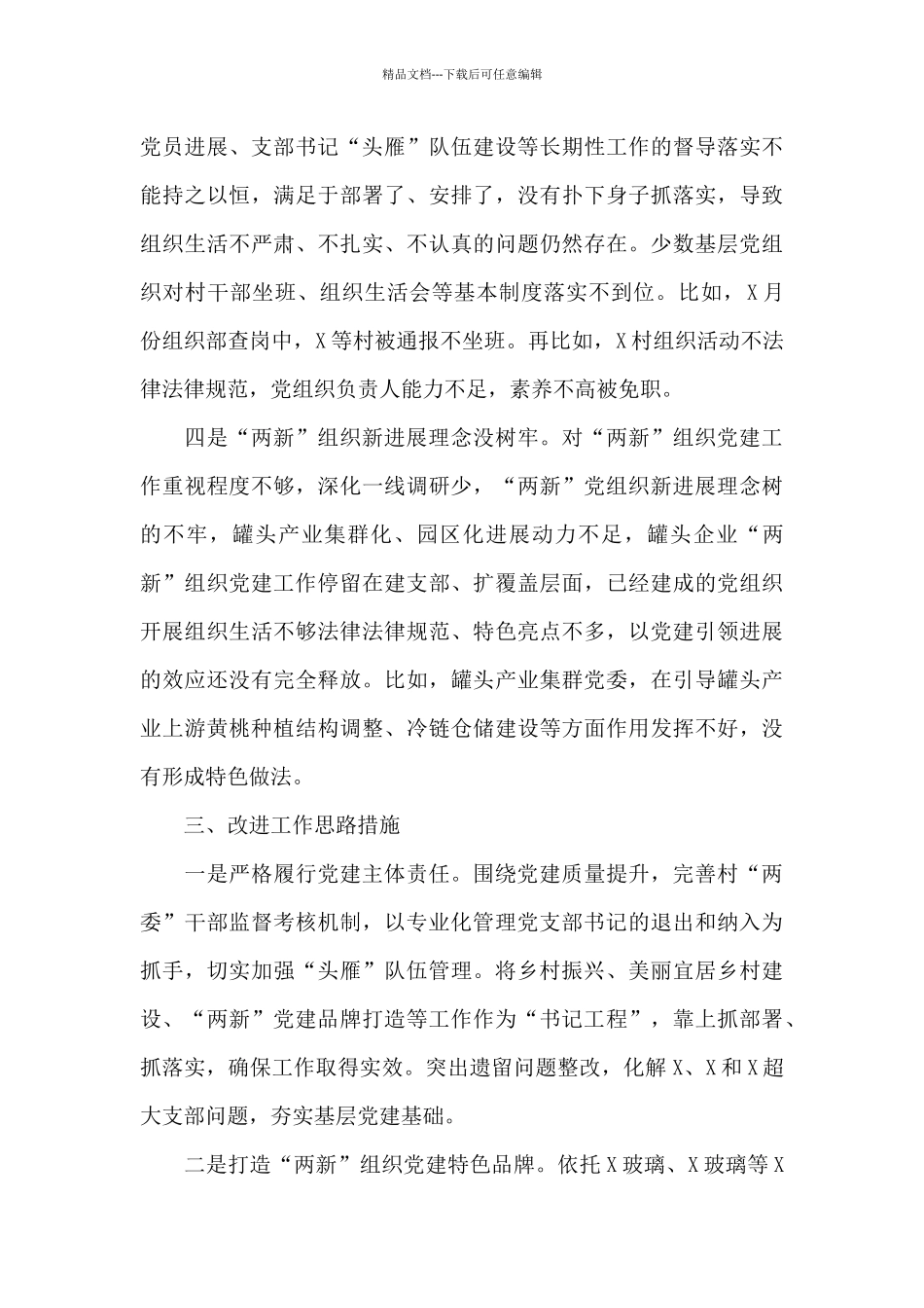 X镇党委书记2024年度抓基层党建述职报告_第3页