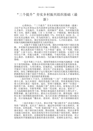“三个提升”夯实乡村振兴组织基础