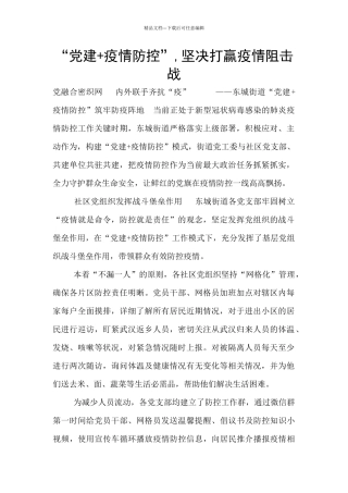 “党建+疫情防控”
