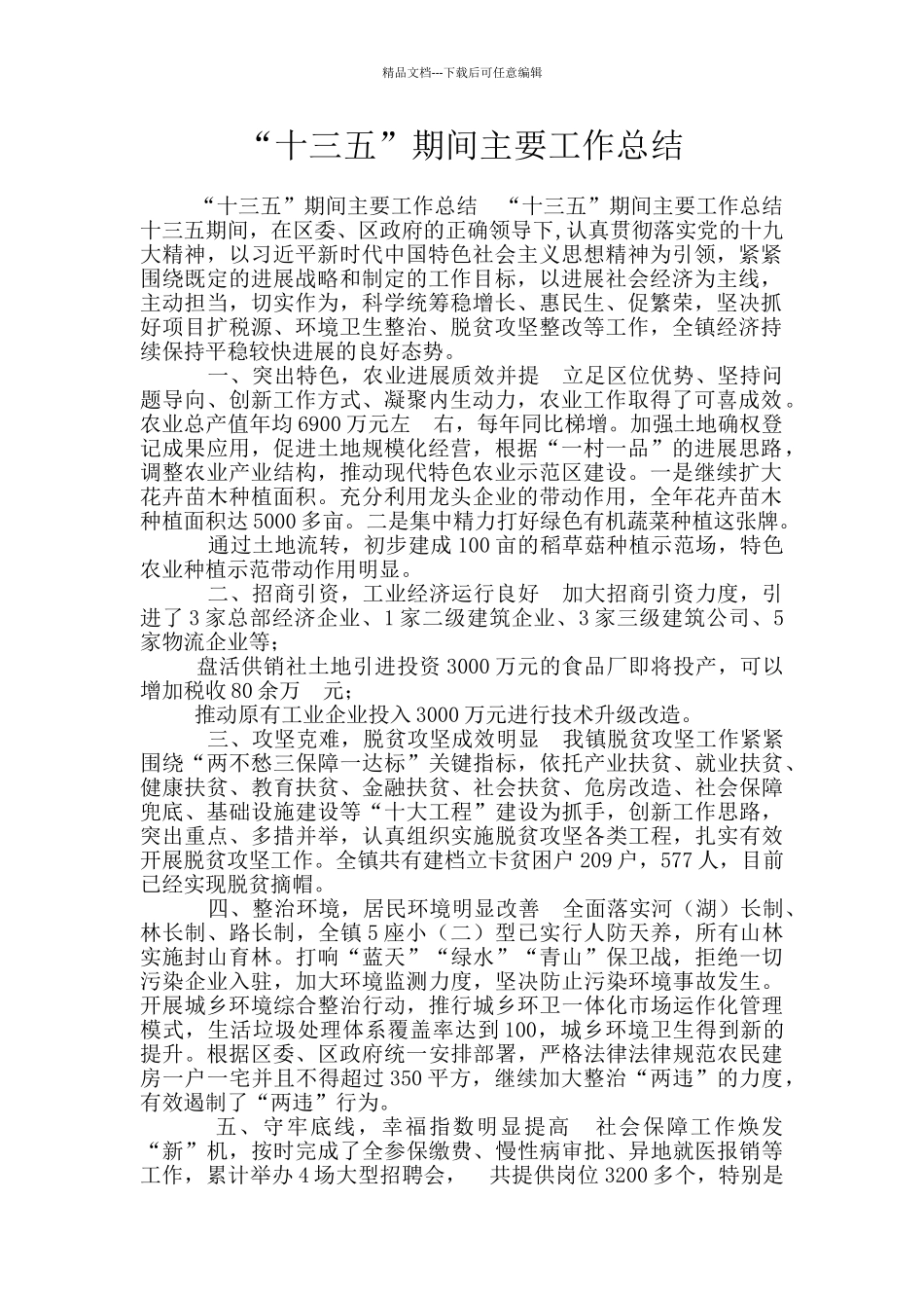 “十三五”期间主要工作总结_第1页