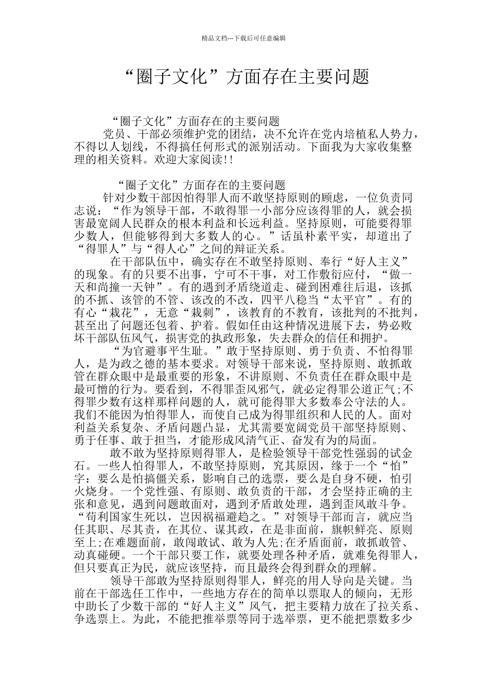 “圈子文化”方面存在主要问题_第1页