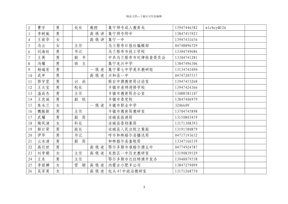 “校庆”校友录统计表_第3页