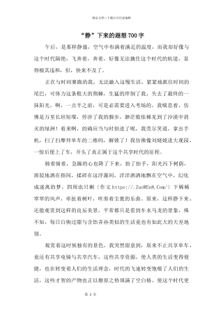 “静”下来的遐想700字