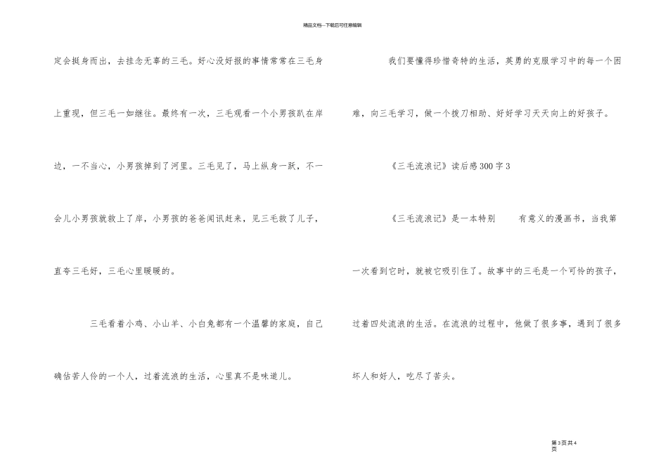 《三毛流浪记》读后感300字_第3页