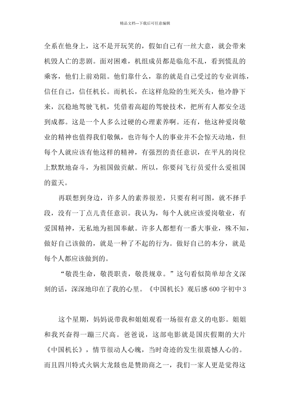 《中国机长》观后感600字初中_第3页