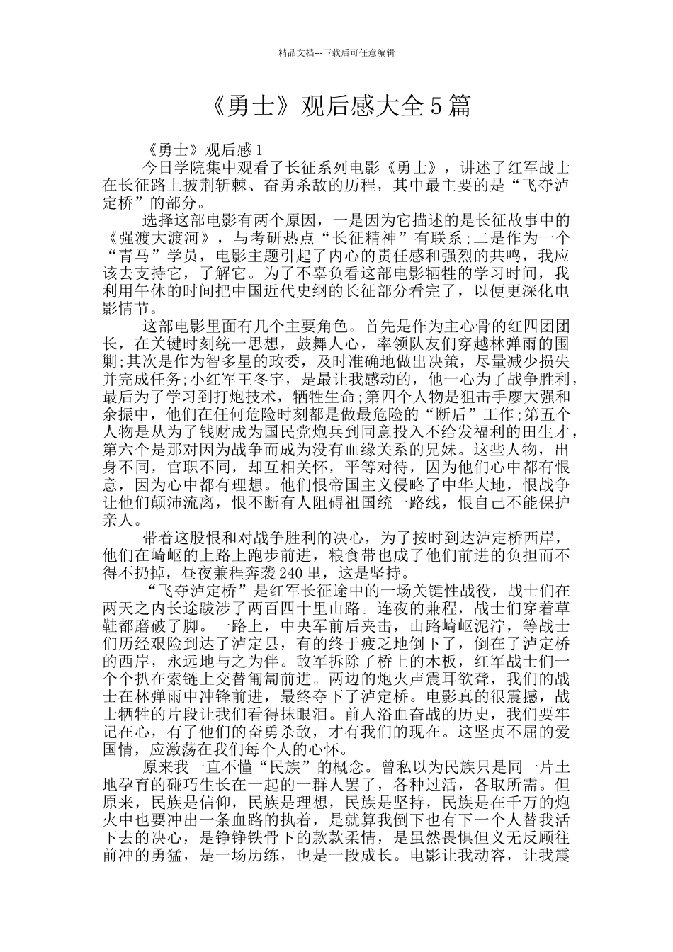 《勇士》观后感大全5篇_第1页