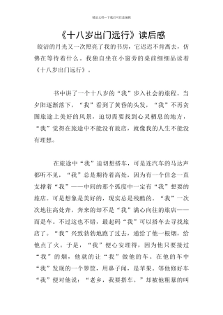 《十八岁出门远行》读后感