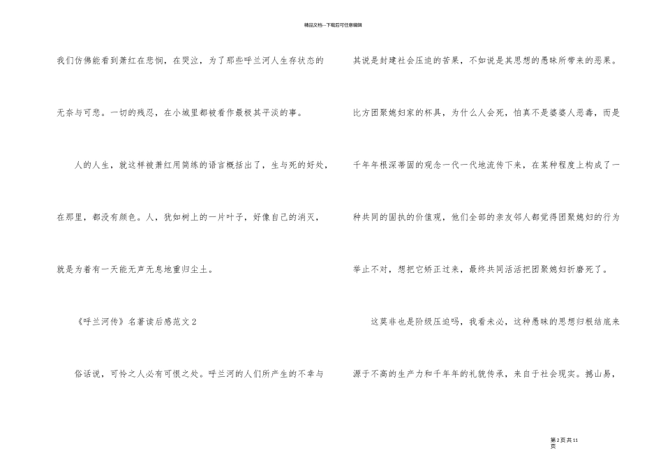 《呼兰河传》名著读后感_第2页