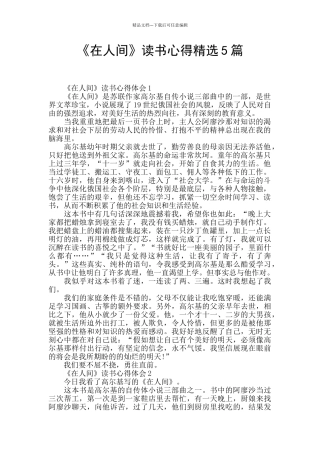 《在人间》读书心得精选5篇
