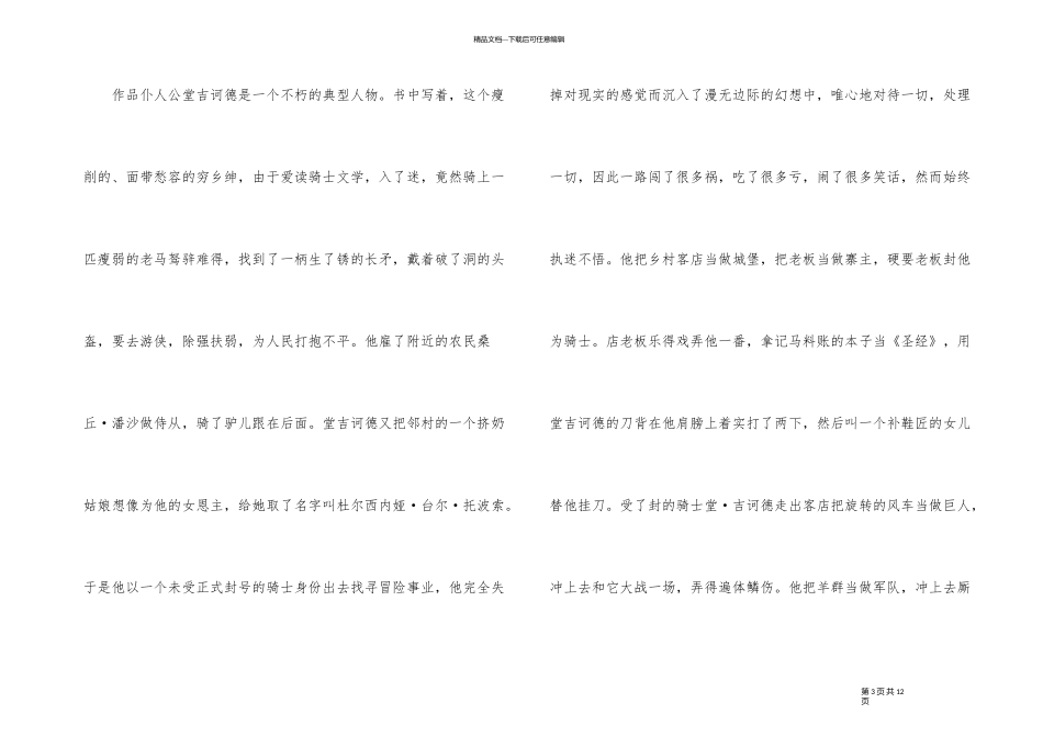 《堂吉诃德》读后感优秀_第3页