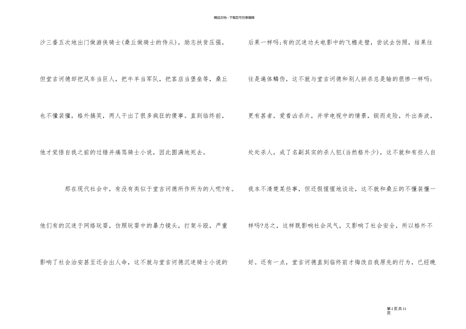 《堂吉诃德》读后感5篇优秀_第2页