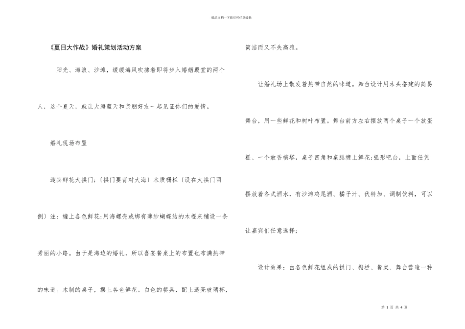 《夏日大作战》婚礼策划活动方案_第1页