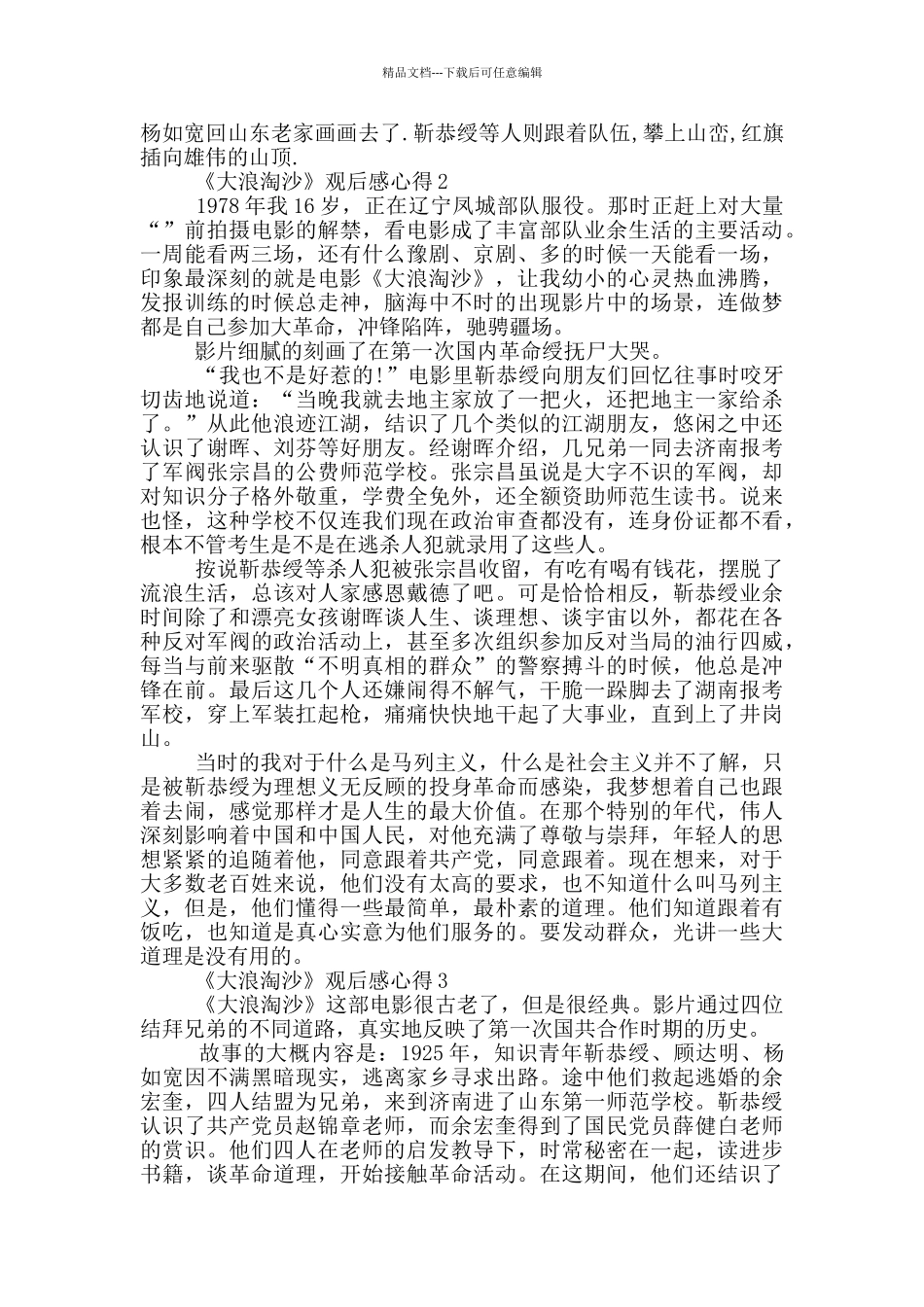 《大浪淘沙》观后感心得范文5篇_第2页