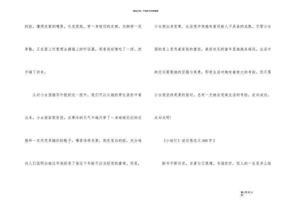 《小桔灯》读后感400字_第2页