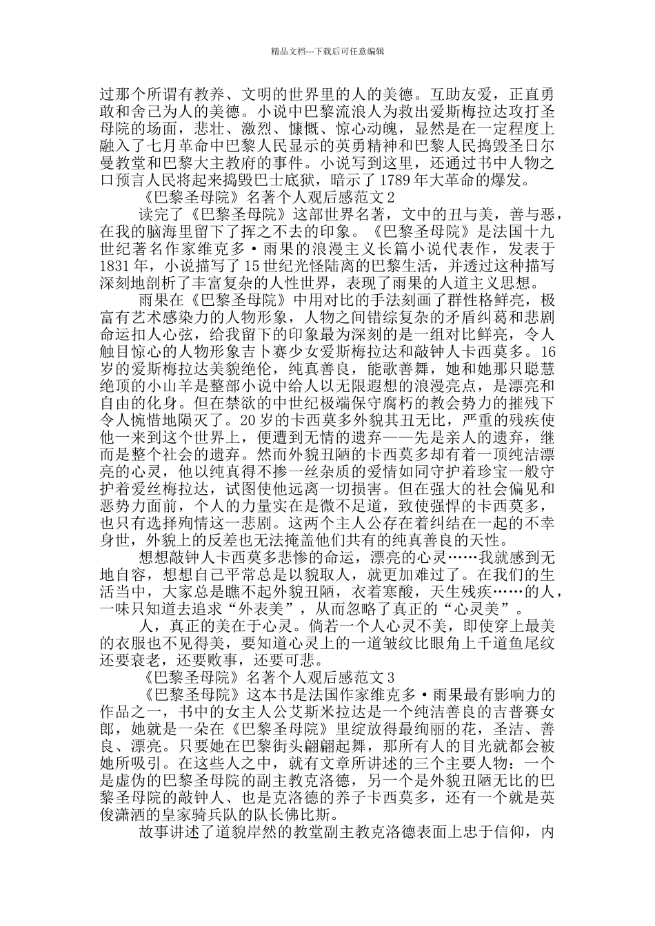 《巴黎圣母院》名著个人观后感范文5篇_第2页
