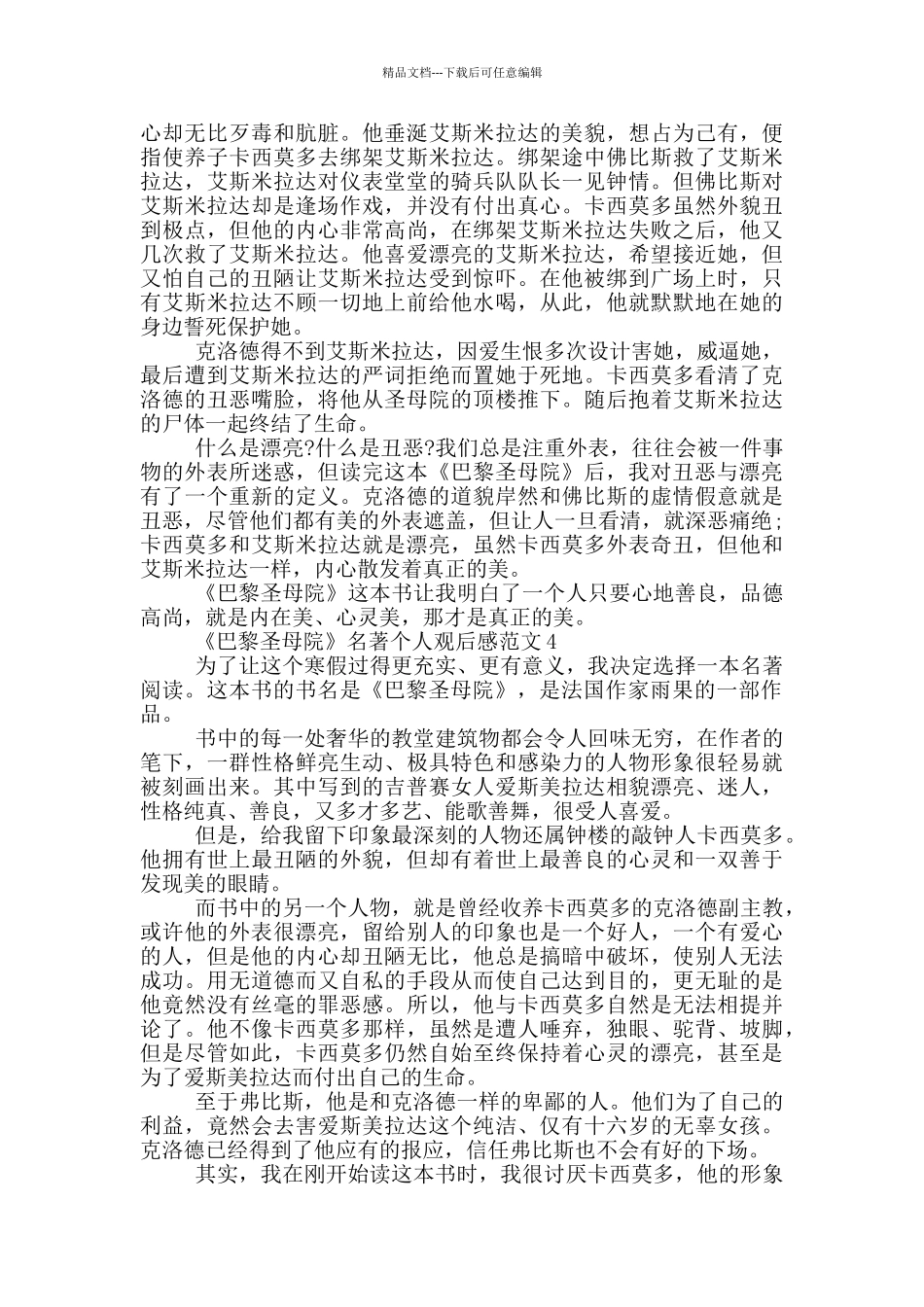 《巴黎圣母院》名著个人观后感范文5篇_第3页