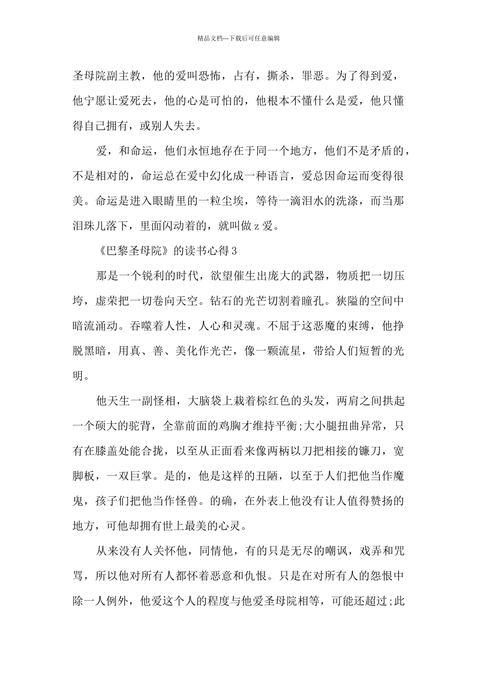 《巴黎圣母院》的读书心得_第3页