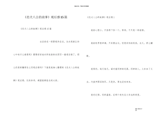 《忠犬八公的故事》观后感15篇