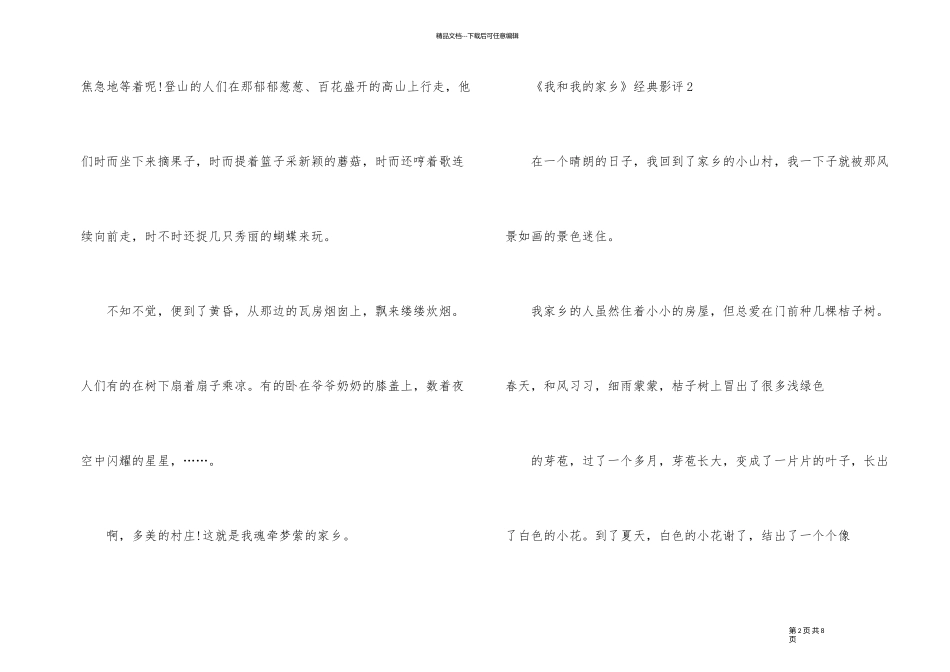 《我和我的家乡》经典影评五篇_第2页