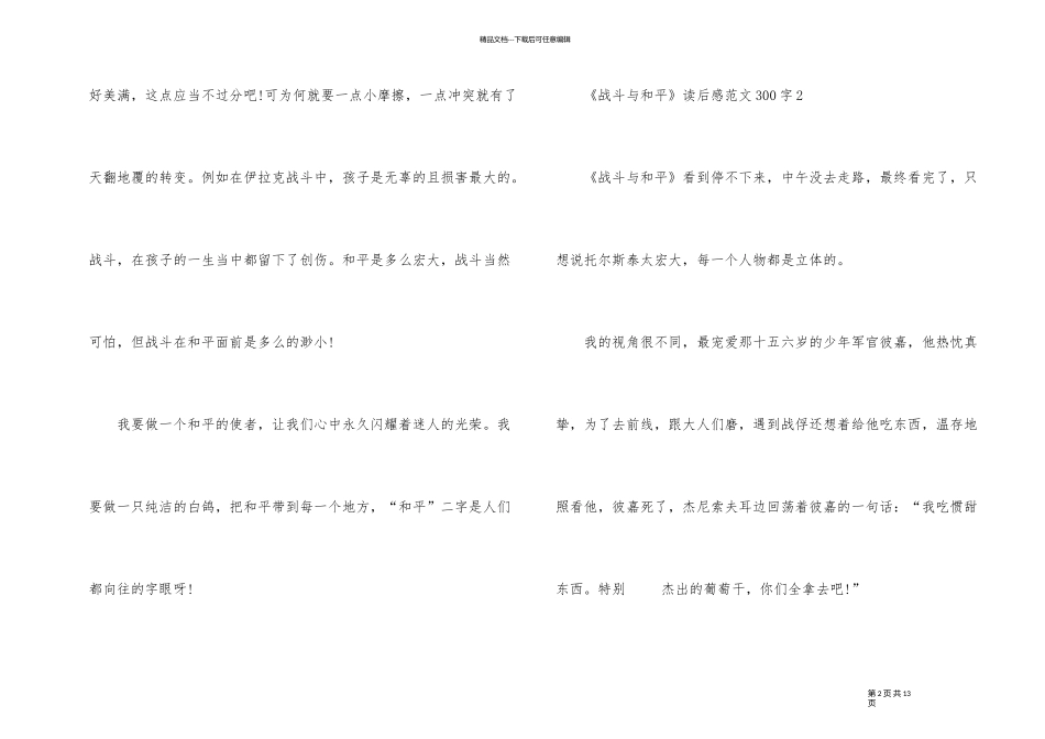 《战争与和平》读后感300字_第2页