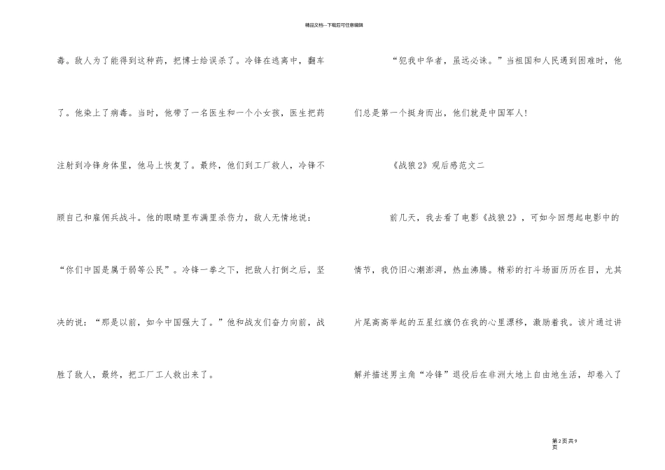 《战狼2》观后感300字_第2页