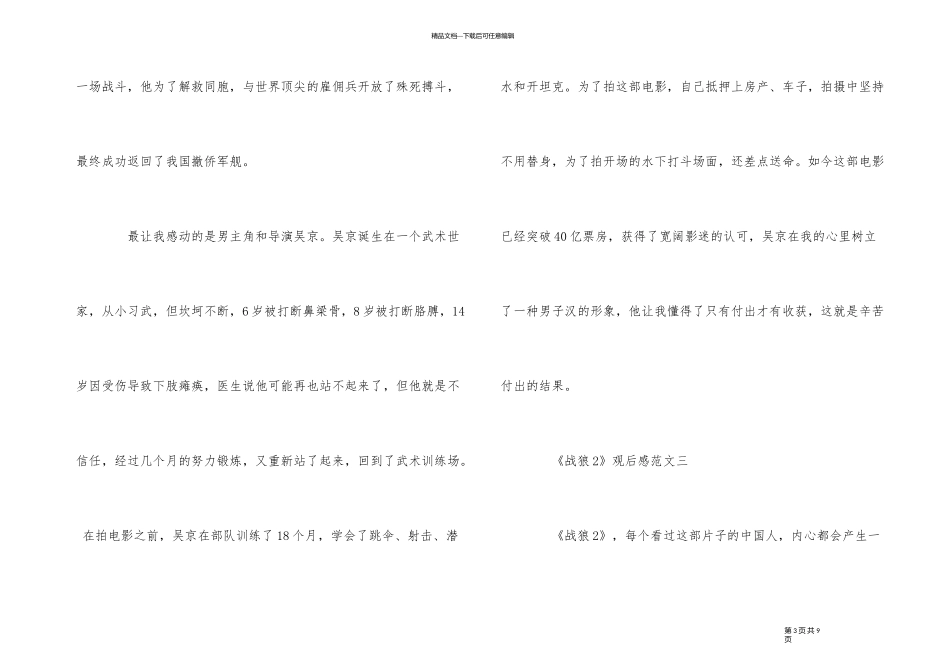 《战狼2》观后感300字_第3页
