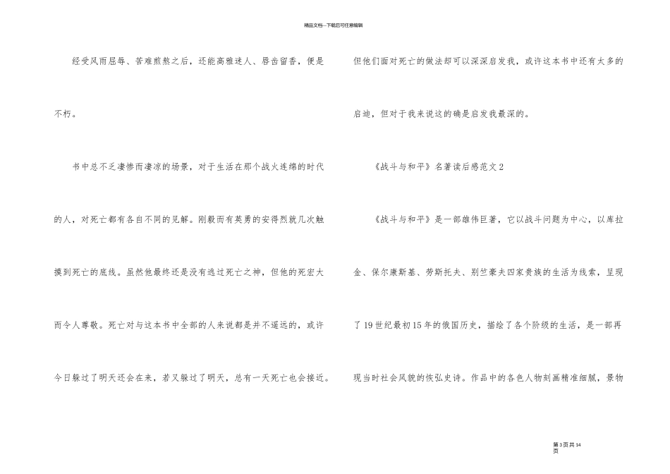《战争与和平》名著读后感_第3页
