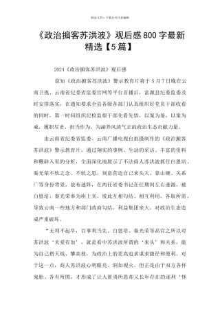 《政治掮客苏洪波》观后感800字最新精选